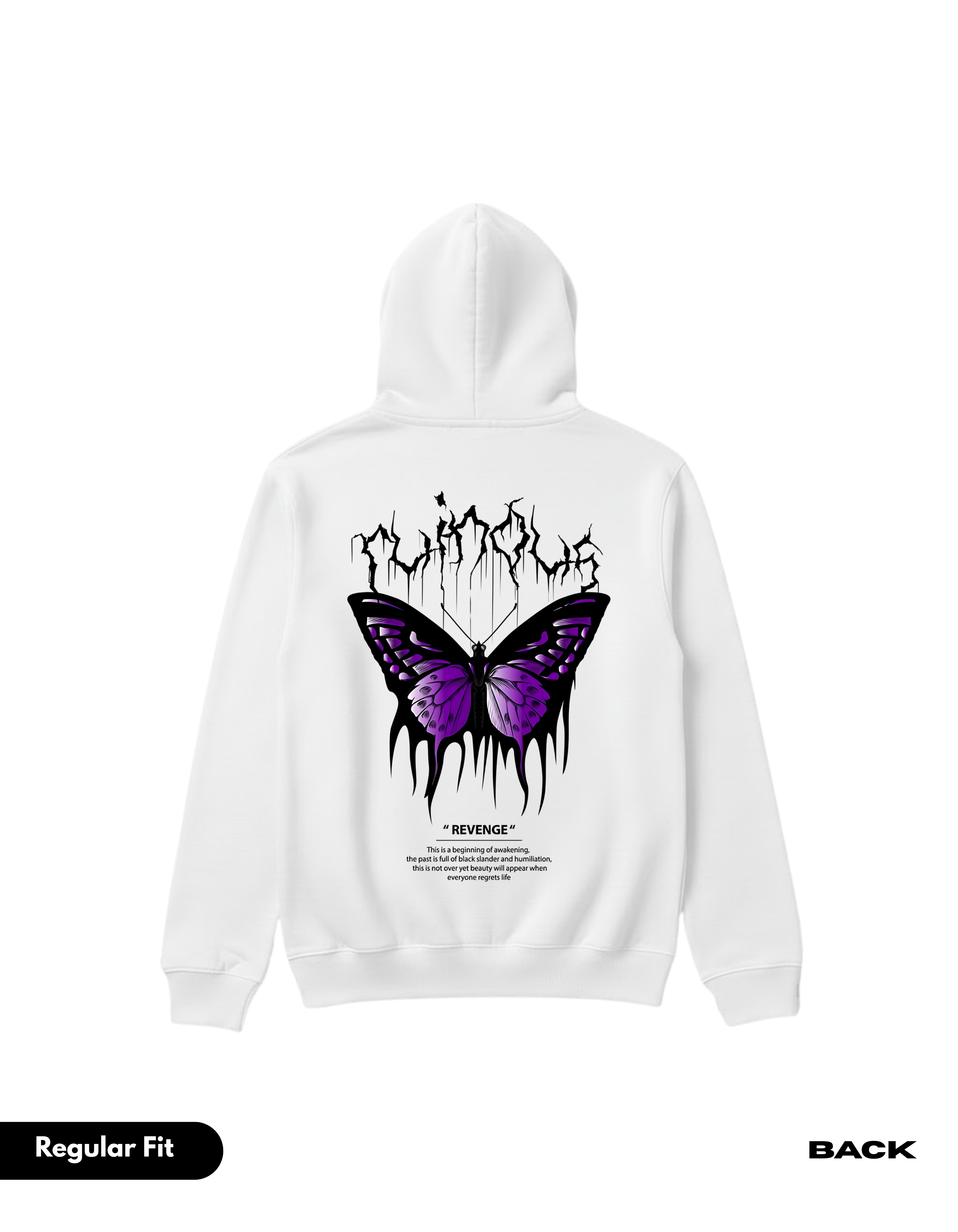 LS BUTTERFLY WHITE HOODIE