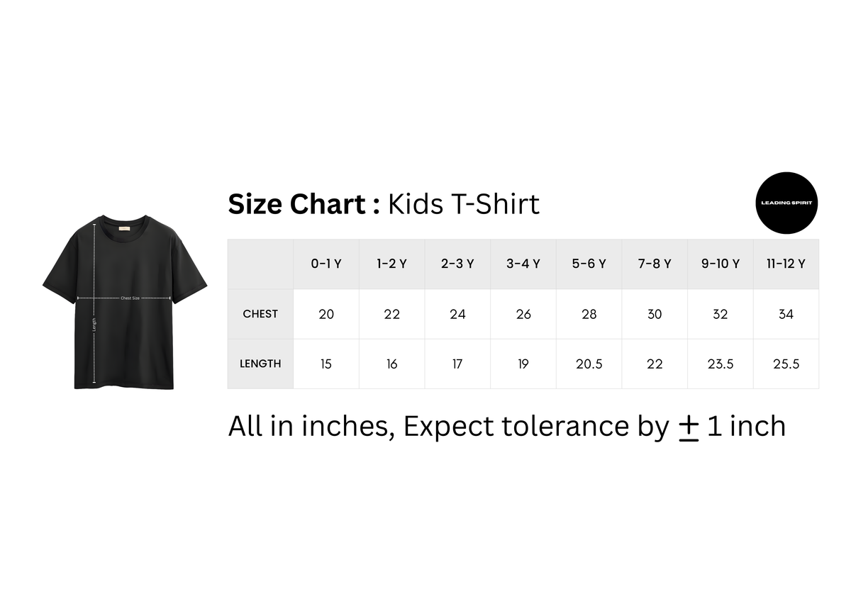 Kids T-Shirt size chart