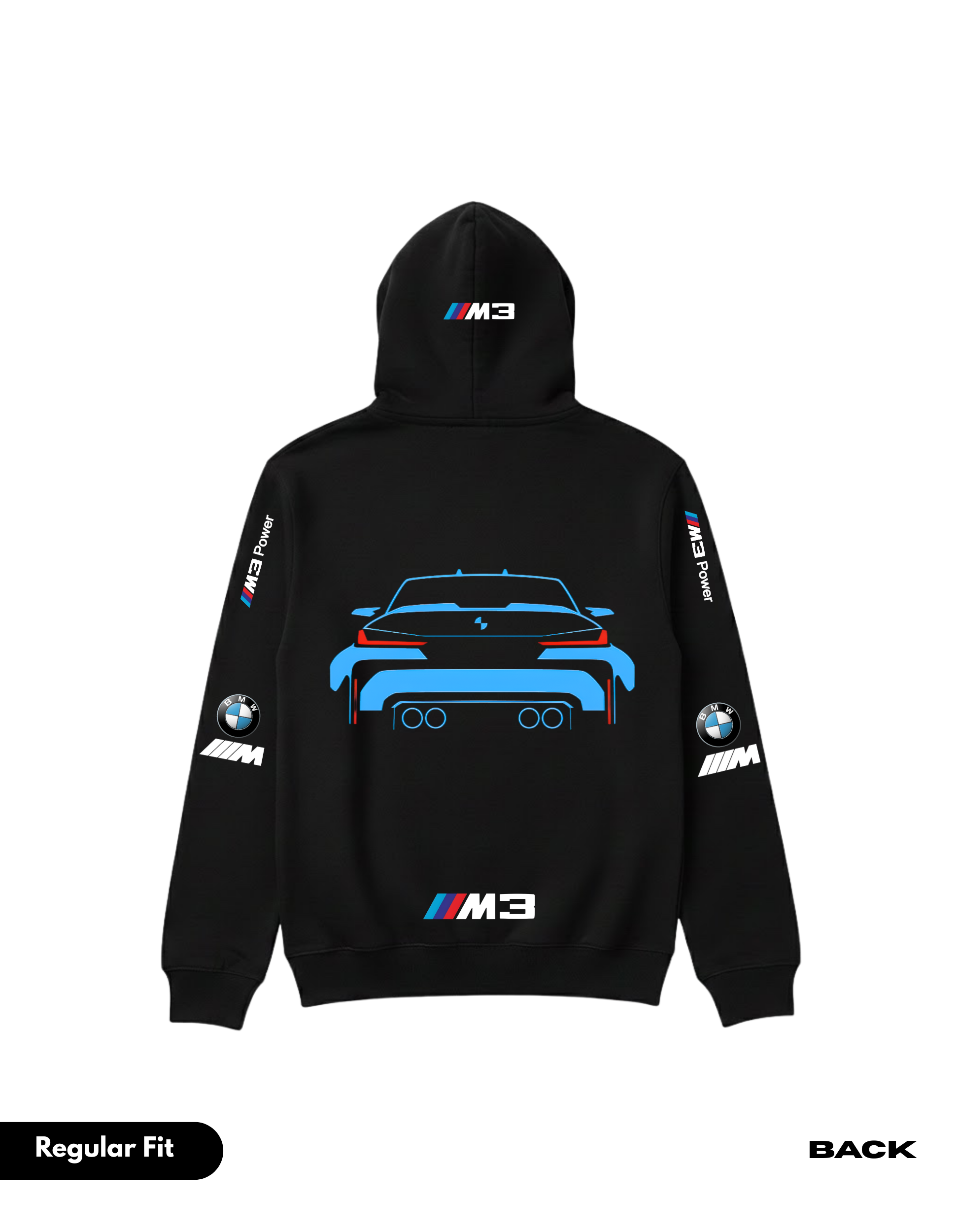 BMW Black Regular Fit Hoodie