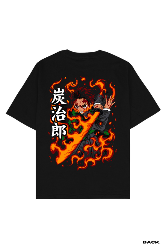Fiery Tanjiro Oversized Printed Unisex T-Shirt