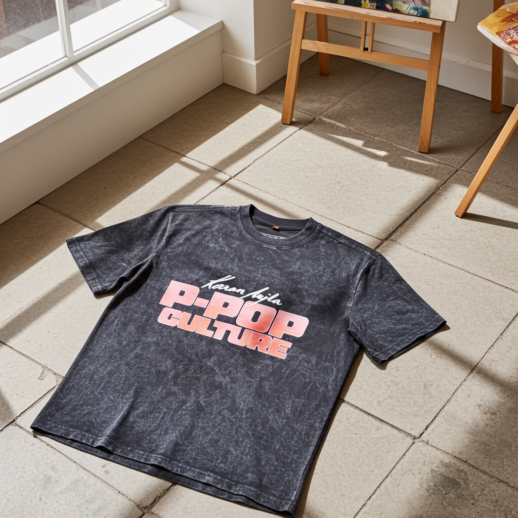 Karan Aujla | P-POP CULTURE Acid Wash Oversized T-Shirt