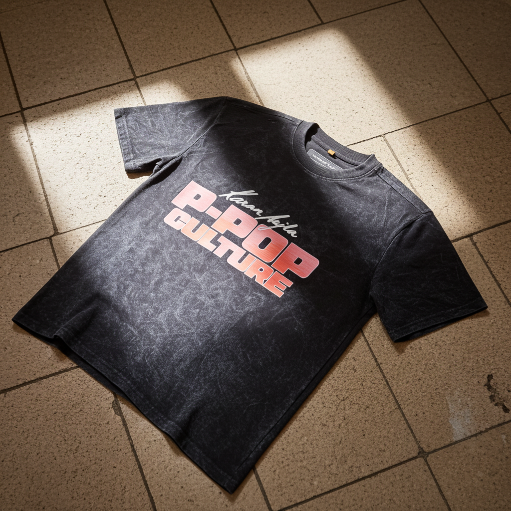 Karan Aujla | P-POP CULTURE Acid Wash Oversized T-Shirt